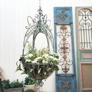 铁艺吊篮花盆悬挂花架子植物支撑户外花园绿萝月季 饰 兰收纳庭院装