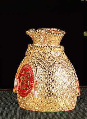 金钱袋存钱罐摆件鎏金聚宝盆客厅电视柜玄关饰品创意礼品开业礼物
