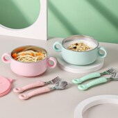 儿童餐具套装 辅食碗婴儿专用宝宝吃饭碗不锈钢吸盘碗吸管勺子叉子