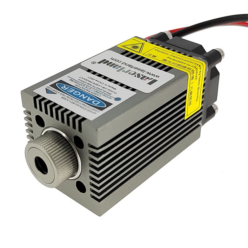 450nm 1W蓝光激光器模组1000mW 445nm激光头雕刻机5V 33*33*55mm