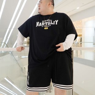 400斤特大号半截衫 大胖子300 胸围170 全棉T恤加肥加大码 夏天短袖