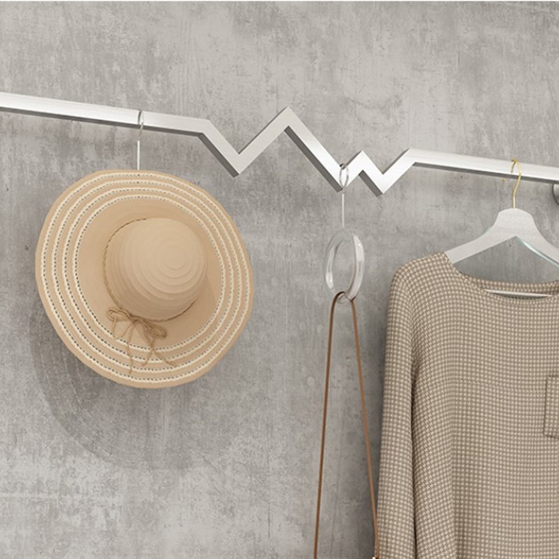 服装店上墙正挂多字型挂衣架陈列架不锈钢拉丝方管正挂杆壁挂式