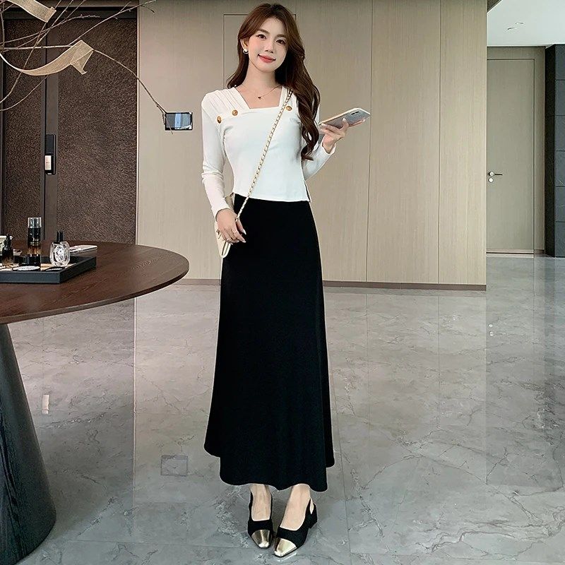 2025新款鱼尾半身裙女春夏季西装裙显瘦黑色百搭长裙小个子高级感