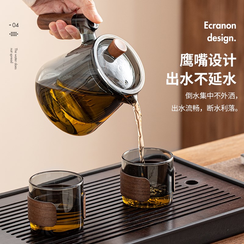 玻璃喝茶茶具套装2025新款新中式风家用年轻人家用花茶功夫茶茶杯