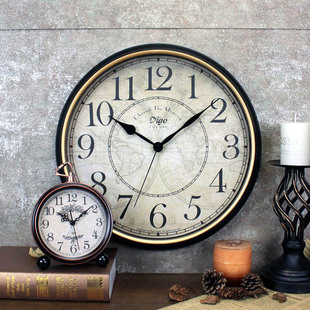美式挂钟复古客厅钟表简美挂墙上时钟大气怀旧乡村沙发背景墙壁钟