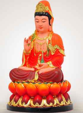 观音佛像摆件供奉居家客厅玄关家用南海坐莲观世音菩萨佛像工艺品