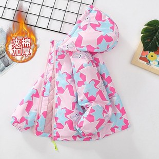 初春夹棉外套女童秋冬中厚外套中小童春秋女孩二棉洋气百搭加棉潮