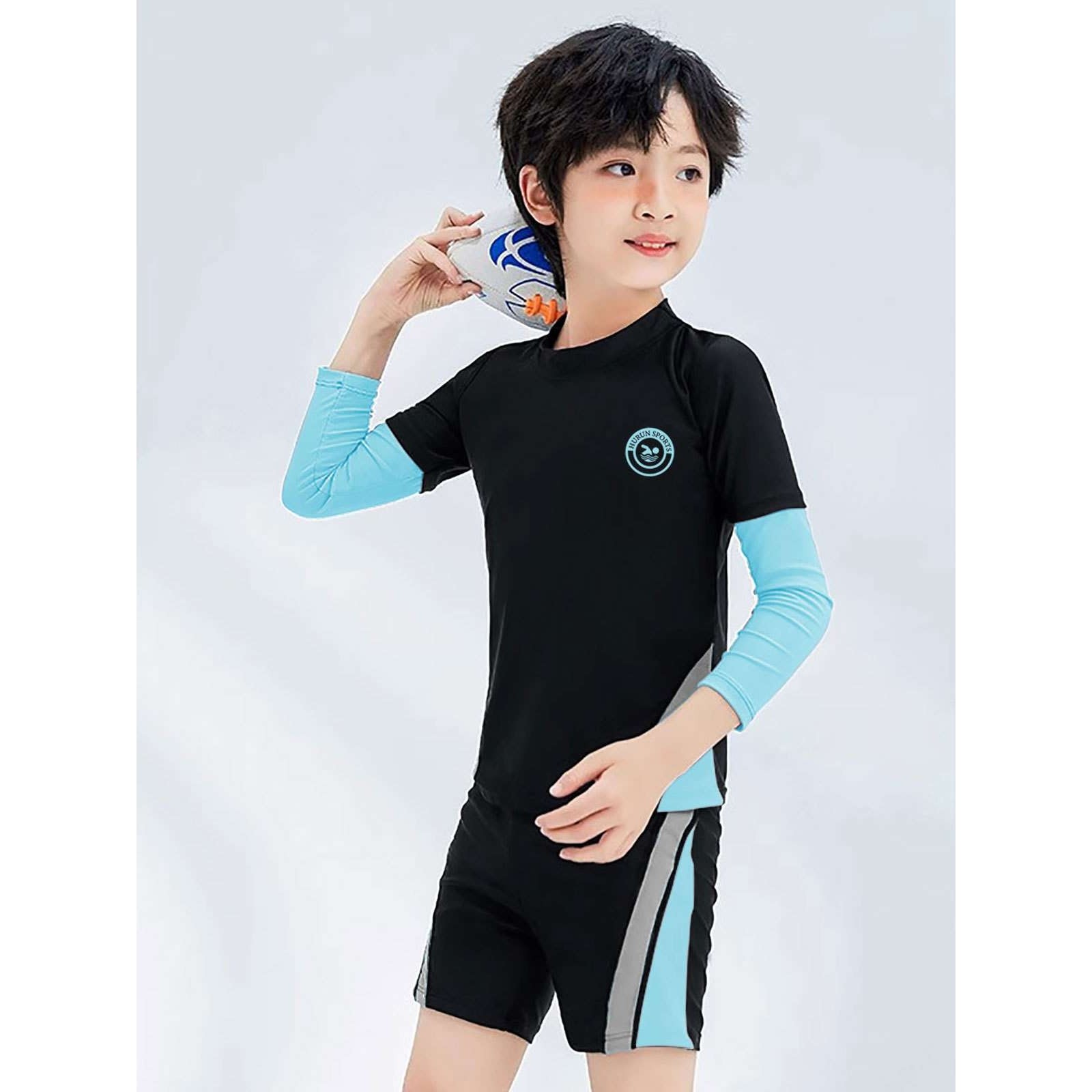 青少年儿童泳衣分体专业训练游泳衣男女中大童女孩带胸垫泳装套装