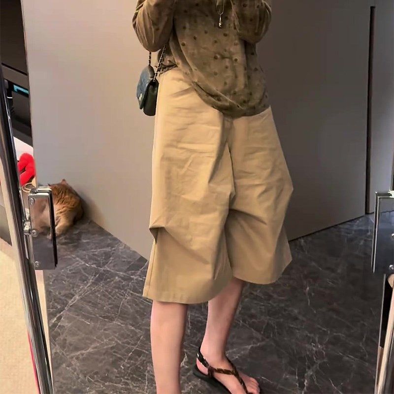 卡其色宽松气质时尚感亚麻五分裤女2025夏季新款休W闲风慵懒阔腿,女装/女士精品,大码裤装,淘宝优惠券,粉丝福利购,淘宝优惠卷