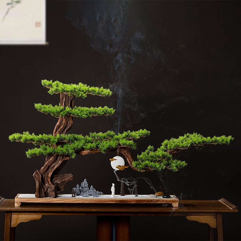 仿真迎客松盆景玄关客厅摆件罗汉松盆栽H大型绿植物假松树造景定