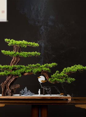 仿真迎客松盆景玄关客厅摆件罗汉松盆栽H大型绿植物假松树造景定