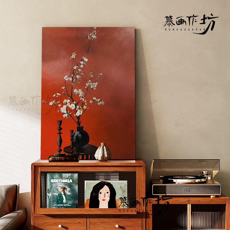慕画【手绘漆e画】国风梅花图装饰画客厅书房挂画玄关走廊墙壁壁