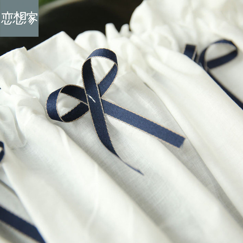 韩式田园白色植物蕾丝刺绣半帘装饰门帘厨T房橱帘柜帘短帘