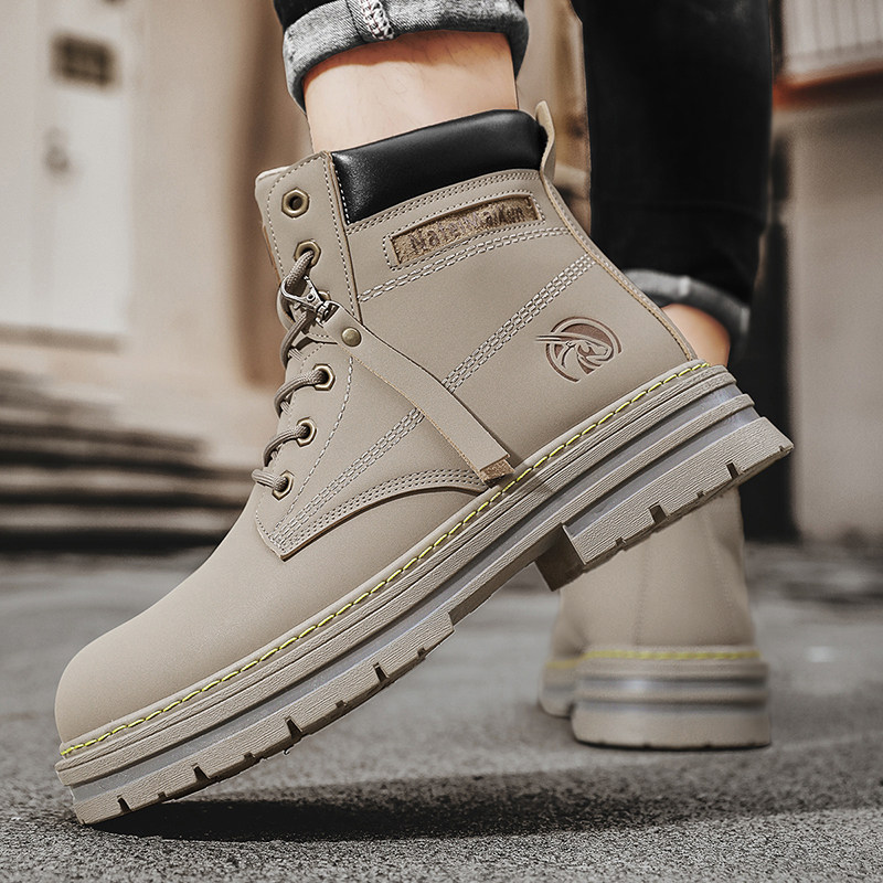 马丁靴男夏季登j山高帮劳保皮鞋男款夏季增高防水工地干活工装靴