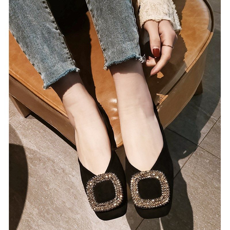 平底女单鞋2f024春款百搭春季黑色软底软皮浅口仙女温柔春秋豆豆,女鞋,浅口单鞋,淘宝优惠券,粉丝福利购,淘宝优惠卷