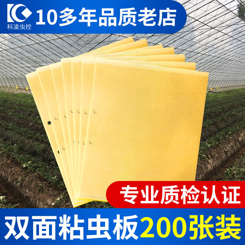 黄板双面粘虫板诱虫板纸贴黄色黏虫板灭小H飞虫蓟马果园大棚 200