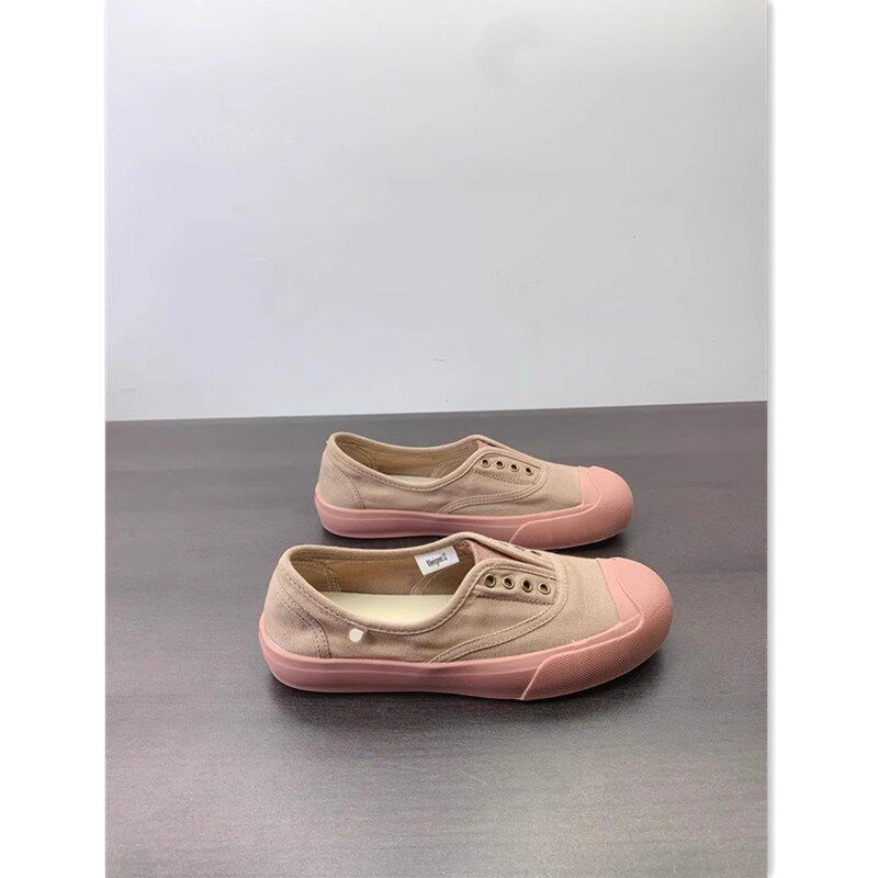 一脚蹬懒人布鞋帆布鞋2025夏季新款百搭小白O鞋白布鞋平底休闲板