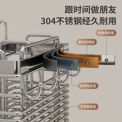 筷子收纳盒厨房家用壁挂式筷子筒桶篓架托新款不锈钢勺子快笼