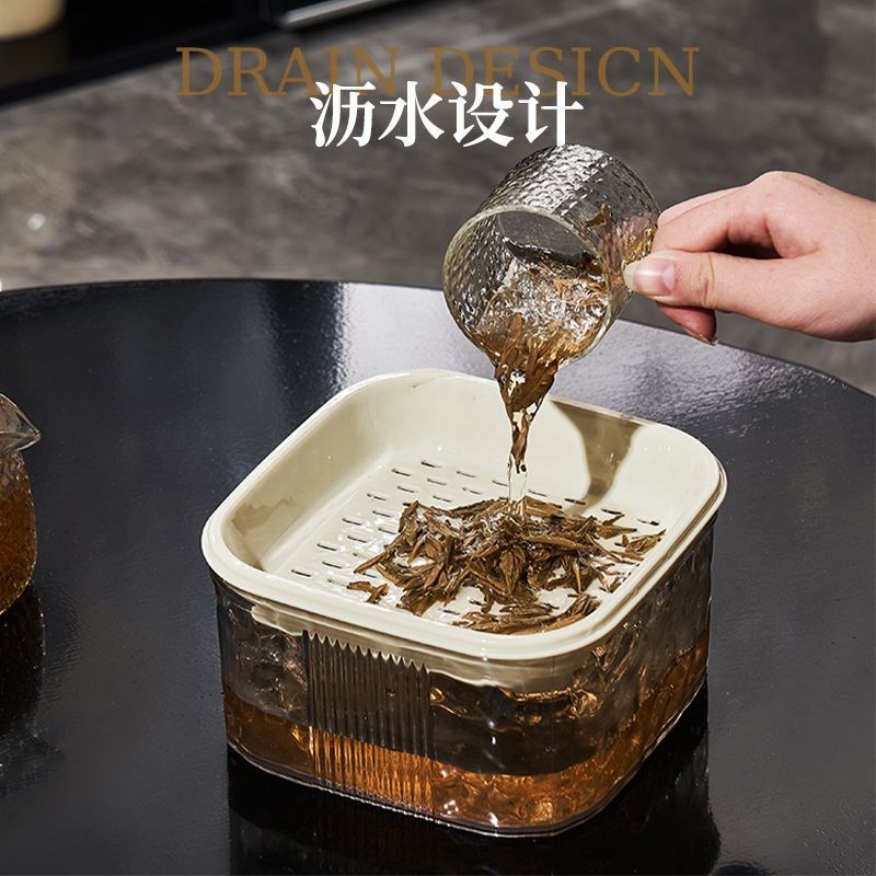 轻奢桌面茶水桶迷你废水桶茶渣缸茶叶过滤茶渣沥水桶办公室垃圾桶