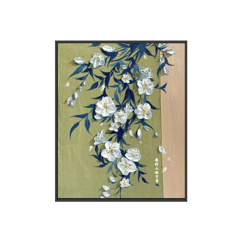 秋冬风景银杏树叶梅花 立体肌理感DIY数字油画手工丙烯油彩装饰画图片