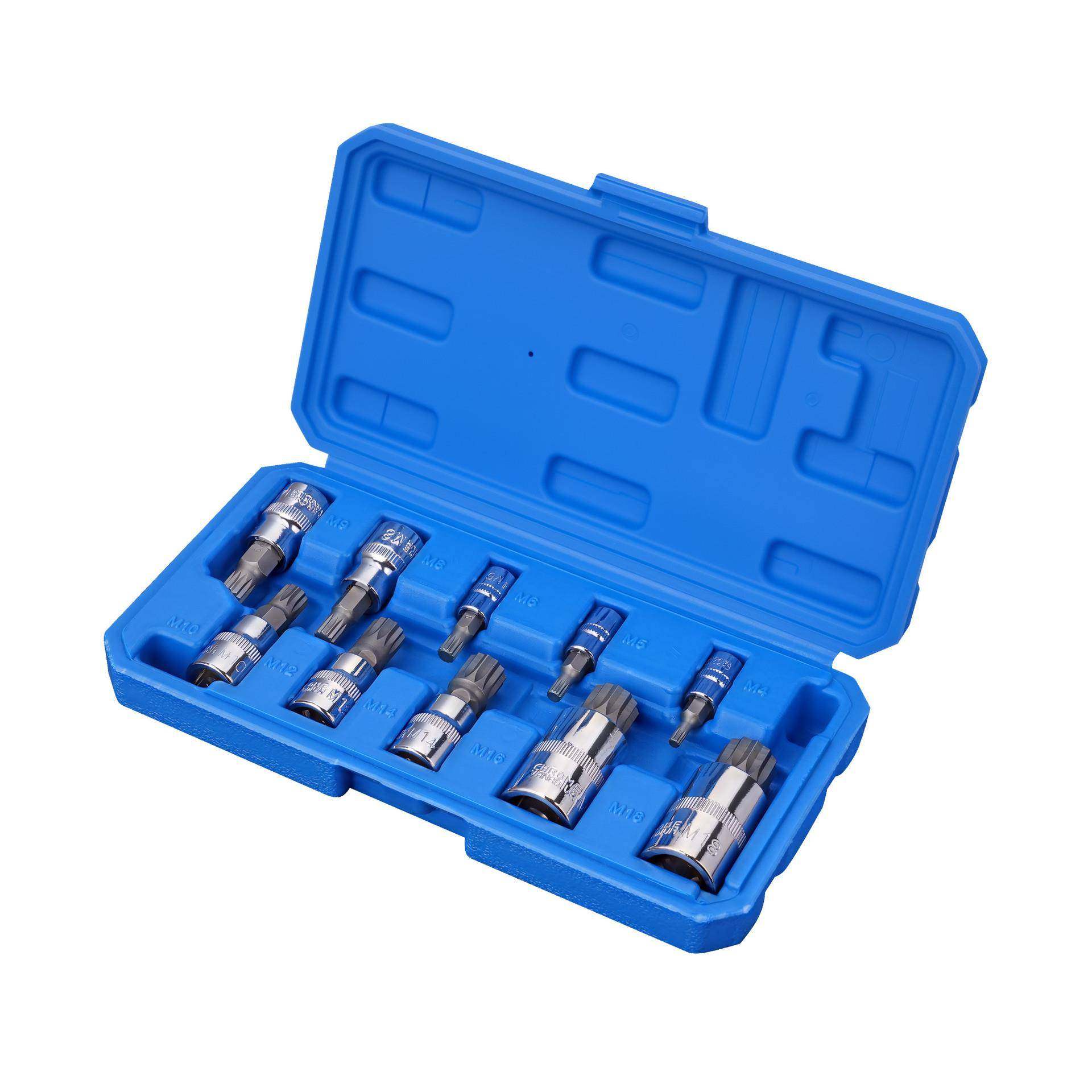 10PCM料旋具套筒12角内六角花型压批套筒批头组合套装工具大全