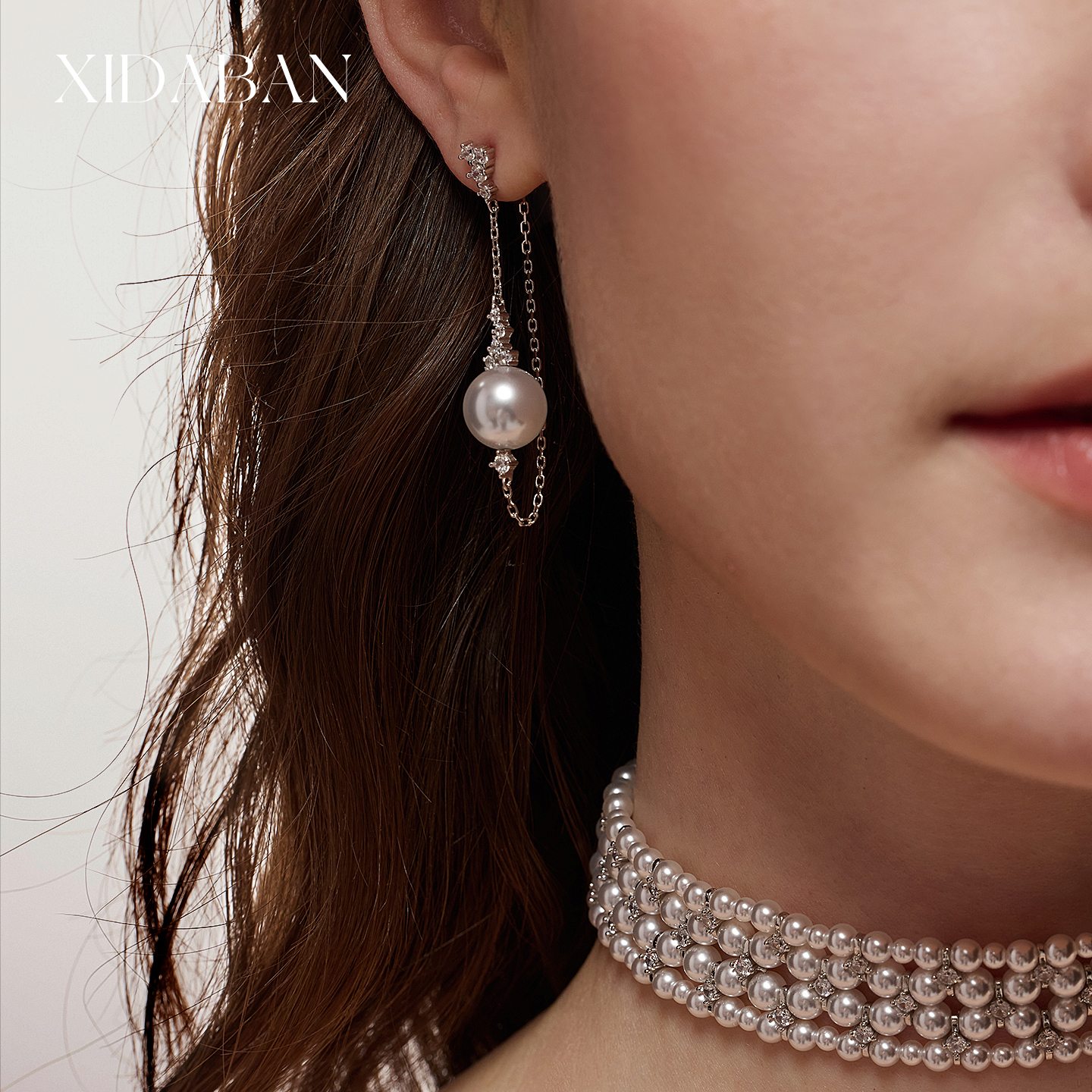 西大班通体银长款流苏珍珠耳线