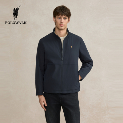 POLOWALK男式夹克外套2025秋冬季新品商务经典加绒立领男装上衣