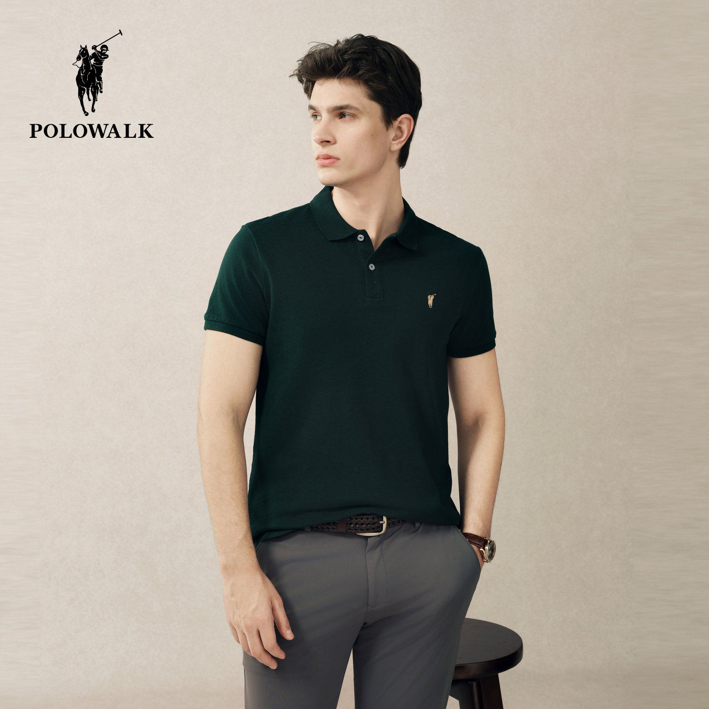 [100%棉]POLOWALK短袖polo衫男式26夏新款翻领商务运动风百搭T恤