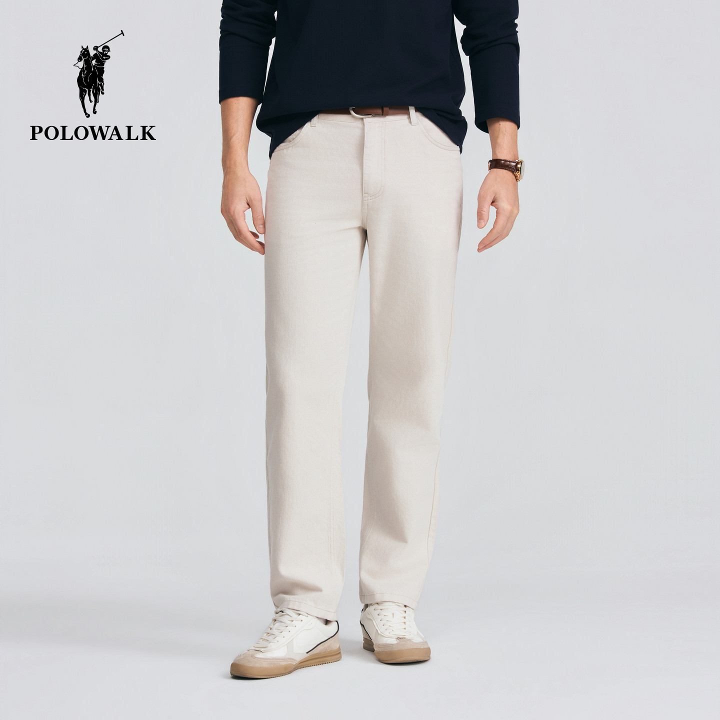 POLOWALK男式休闲裤2026春夏裤新品棉麻混纺经典直筒显瘦