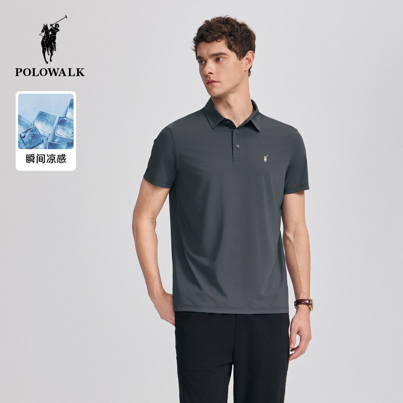 【凉感】POLOWALK男式短袖翻领T恤26夏新品短袖POLO衫大码上衣