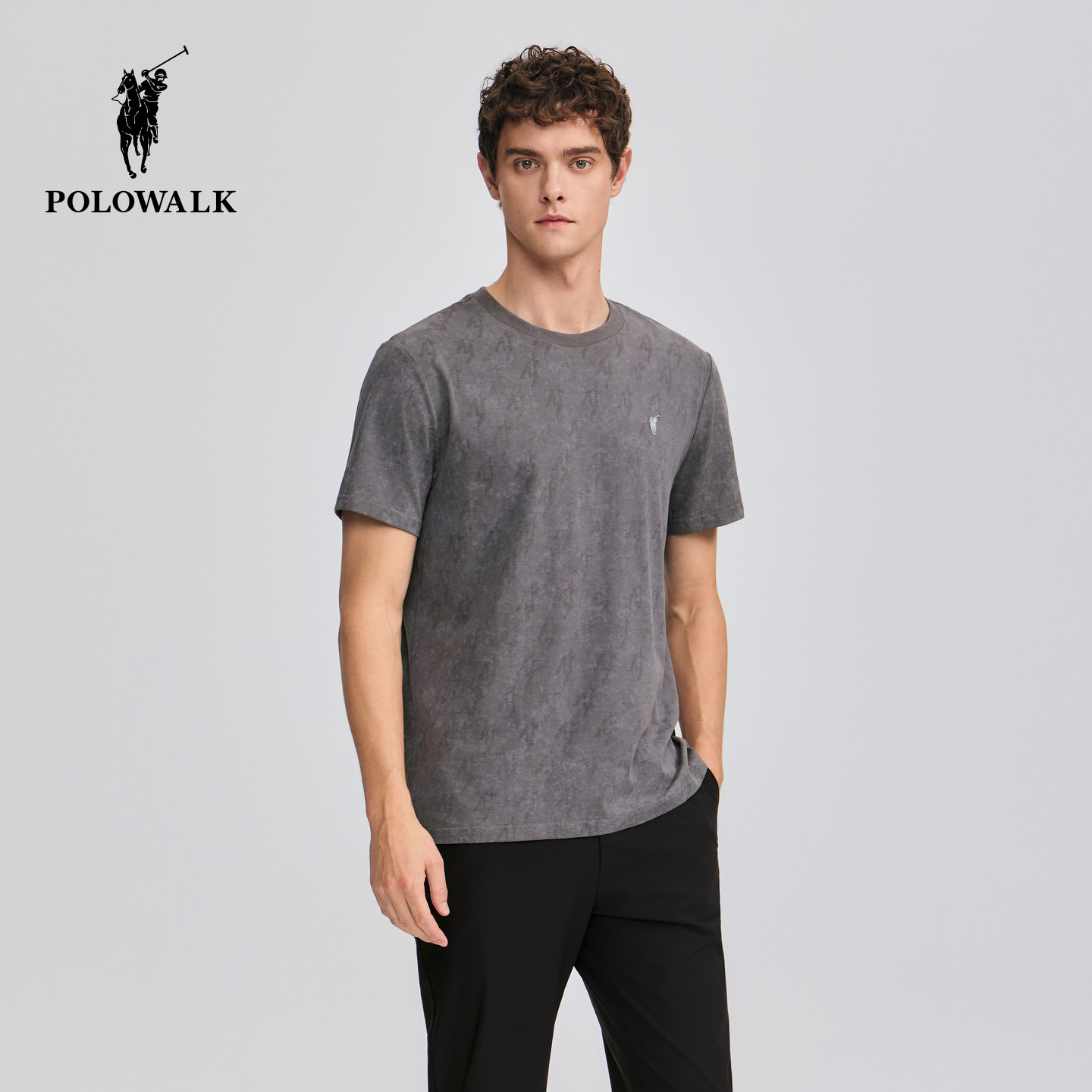 POLOWALK男式短袖圆领T恤2025夏季新品复古肌理感打底衫保罗上衣