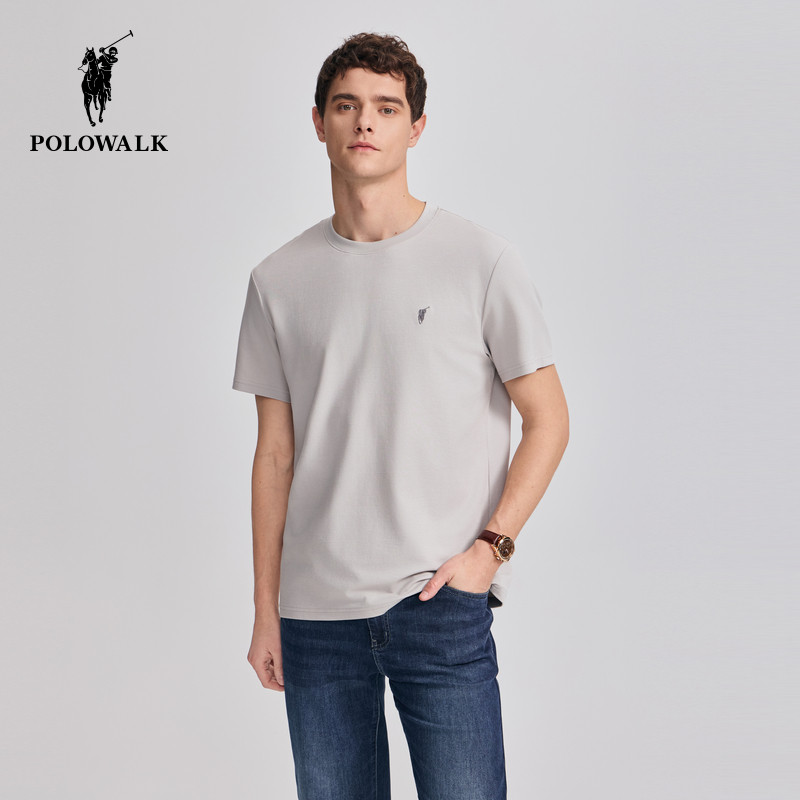 POLOWALK男式短袖圆领T恤2025夏季新品百搭薄款打底衫保罗上衣