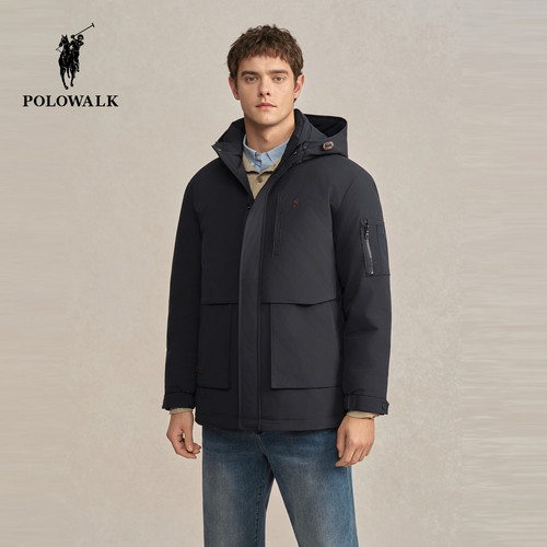 专享-POLOWALK男式羽绒服2025冬季新品鹅绒立领连帽羽绒服