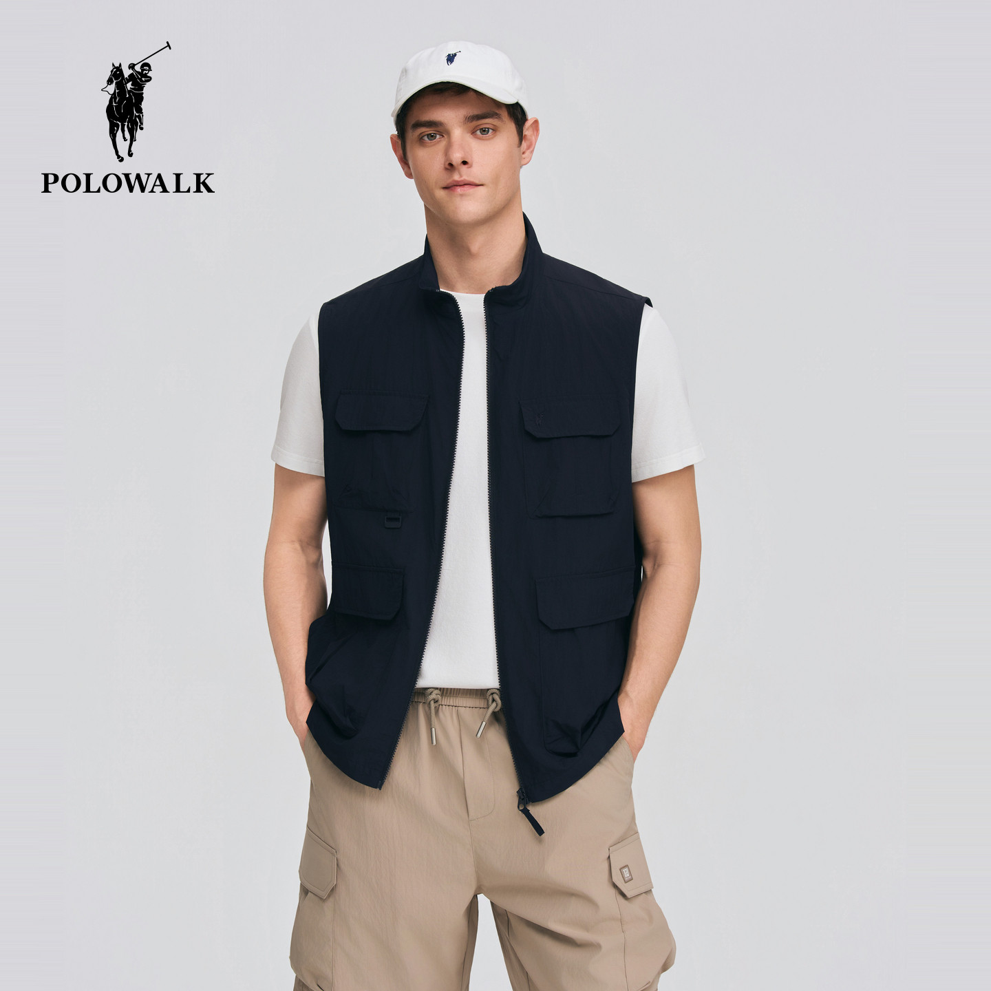 POLOWALK男士肌理感马甲2026夏季新品休闲通勤立领工装马甲