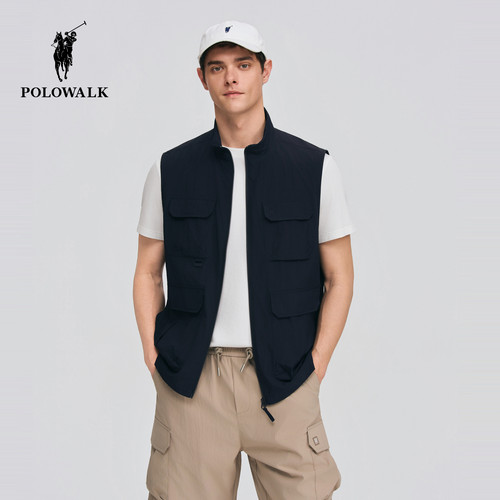 POLOWALK男士肌理感马甲2026夏季新品休闲通勤立领工装马甲