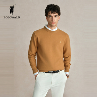秋冬打底衫 圆领简约百搭男款 POLOWALK针织衫 毛衣男 天丝绒