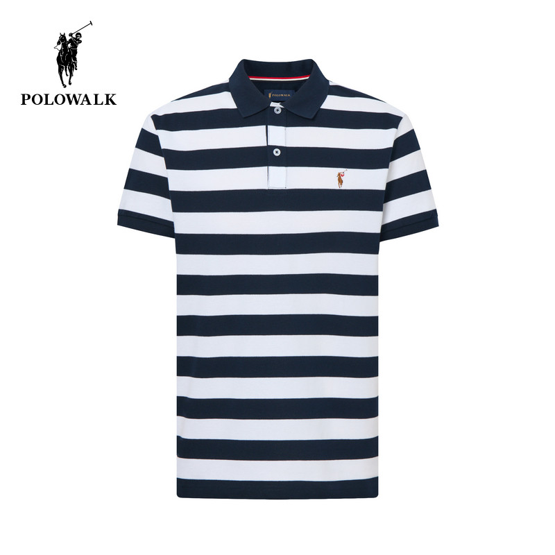 POLOWALK男式短袖POLO衫2025夏季新品条纹撞色保罗短袖T恤上衣,男装,Polo衫,淘宝优惠券,粉丝福利购,淘宝优惠卷