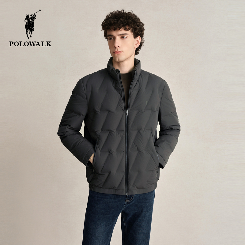 POLOWALK男式立领羽绒服2025冬季新品休闲轻薄羽绒85鹅绒外套男