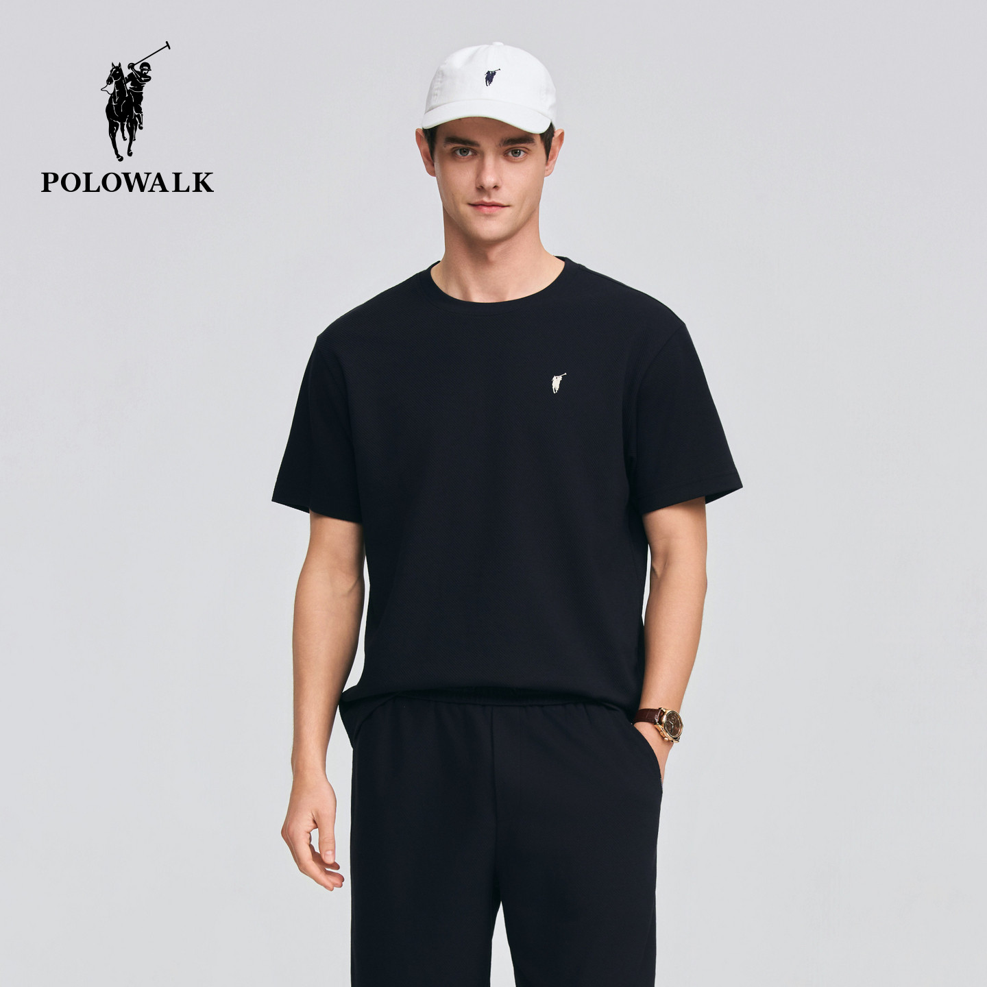 POLOWALK翻领短袖衬衫短裤套装
