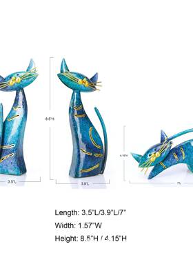 亚马逊跨境热销款三件套猫猫摆件创意家居摆件金属工艺品雕塑
