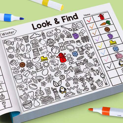 跨境look fnd幼儿早教找物品观察力专注力提升涂色趣味画本玩具