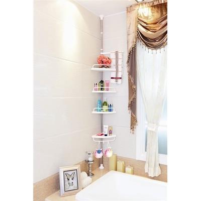 188不锈钢顶天立地浴室角架置物架卫生间收纳架四层托盘三角架