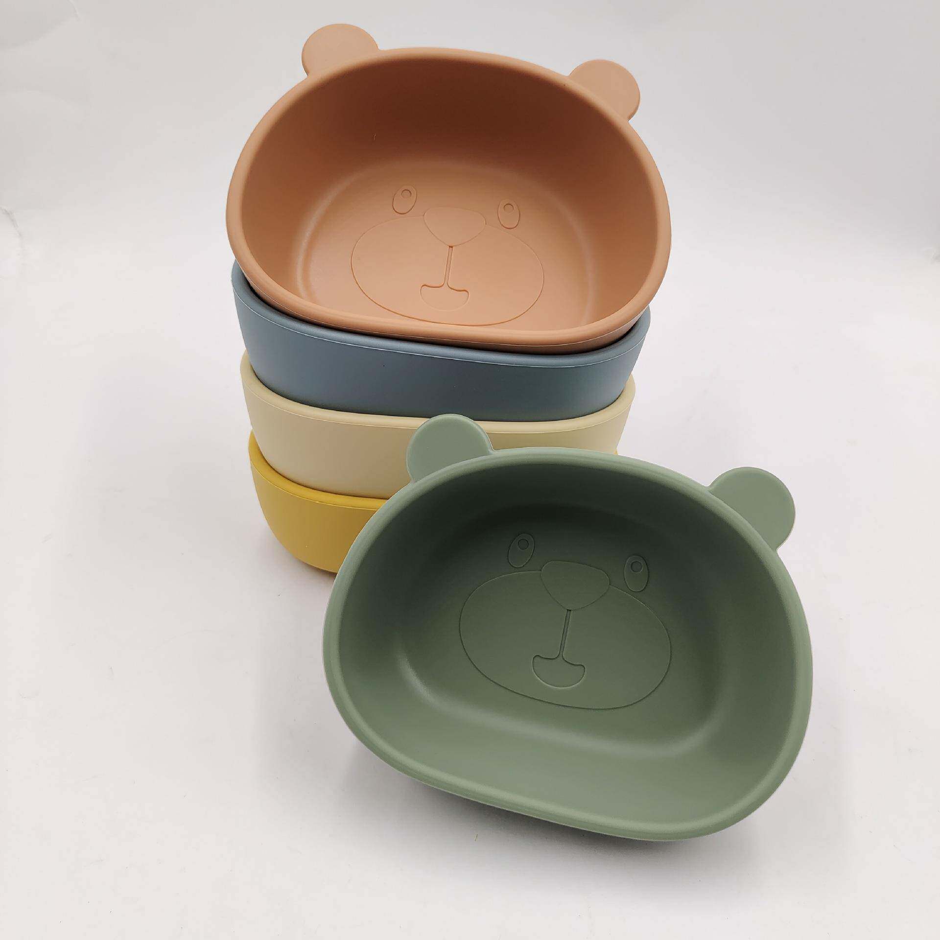 食品级硅胶婴幼儿童小熊碗吸盘宝宝喂食餐具训练卡通熊猫辅食碗