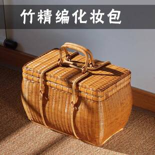 大号竹编九道大漆茶收纳箱外出手提包便携出行复古精编人藤箱竹箱