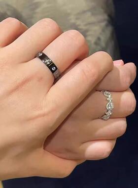 四芒星白雪公主黑武士戒指超闪锆石小众轻奢时尚高级感情侣款对戒