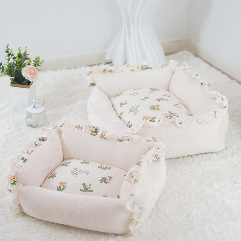 全拆卸四季通用猫窝小型犬狗窝韩式风格 纯棉窝垫