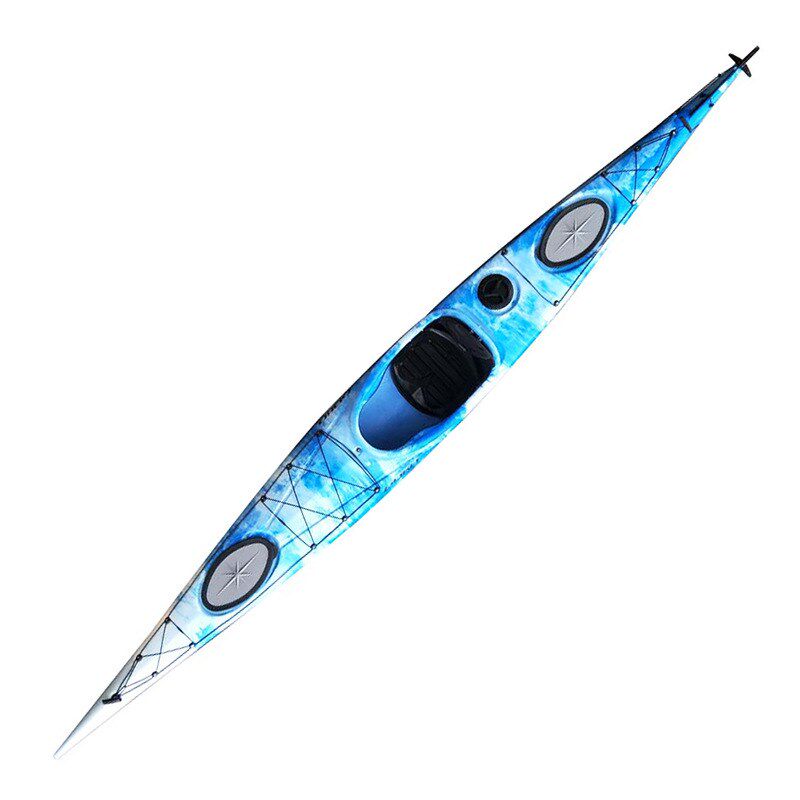 LLDPE单人座舱式带舵可调脚踏海洋舟皮划艇比赛用运动皮艇滚塑船