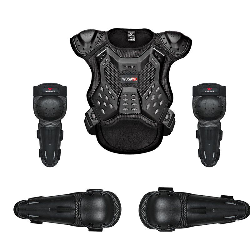 WOSAWE户外运动儿童骑行单车滑板滑轮护甲衣护胸护背护膝护肘套装