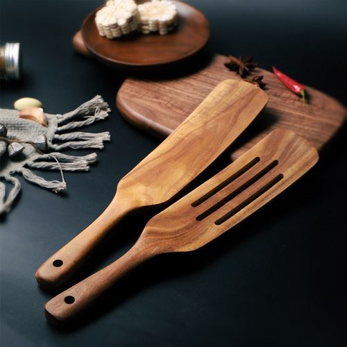 木质平铲家用木质煎蛋铲沙拉勺实木不粘锅铲原木制锅漏铲意赛