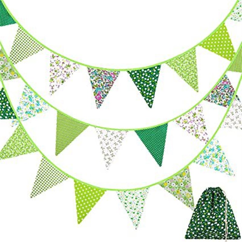 新款棉布三角旗 生日派对装饰纸彩旗 儿童节横幅棉布挂旗 花园旗